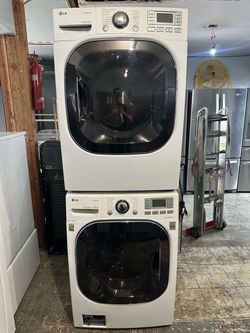 LG stackable front load washer and gas dryer set