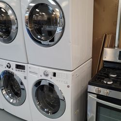 LG Front Load Washer And Stackable Gas Dryer Set 