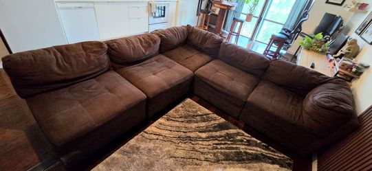Brown modular sectional couch