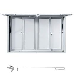 VEVOR Concession Window, 60 x 36 inch, Aluminum Alloy Food Truck Service Window with 4 Horizontal Sliding Screen Windows & Awning Door & Drag Hook, Se