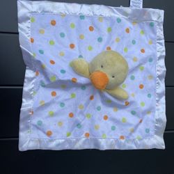 Carters Yellow Duck White Satin Polka Dot Mini Security Blanket Baby Toy rare