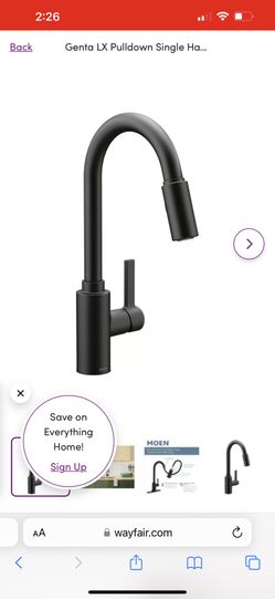 7882BL Genta LX Pulldown Single Handle Kitchen Faucet with Power Boost Technology and Duralock BOLD STATEMENT: Matte Black finish adds a touch of sop
