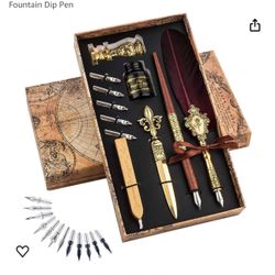 Feather Pen and Ink Set - Quill Pens Calligraphy Pen Set Fountain Dip Pen