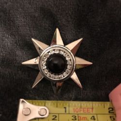 Rustic Metal Star Pendant Crystal & Black Winter Jewelry 
