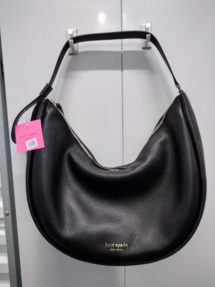 KATE SPADE BLACK PEBBLED LEATHER SHOULDER BAG