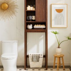 Bathroom Storage Cabinet with Sliding Door, Modern Bathroom Storage Organizer Toilet Rack with 