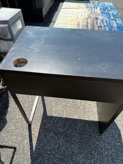Black Wood Desk with Cable Management Hole