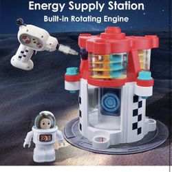 IPlay, ILearn Rocket Outer Space Toys, Kids Spaceship Playset With Space Shuttle, Electric Drill, 2 Astronauts, Educational STEM Take Apart Adventure 