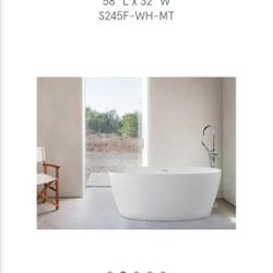 MTI Baths
Elena 58 x 32 in. Freestanding Bathtub Center Drain in Matte White