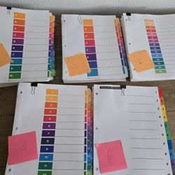 New open-box color-coded tab dividers (multiple sets).