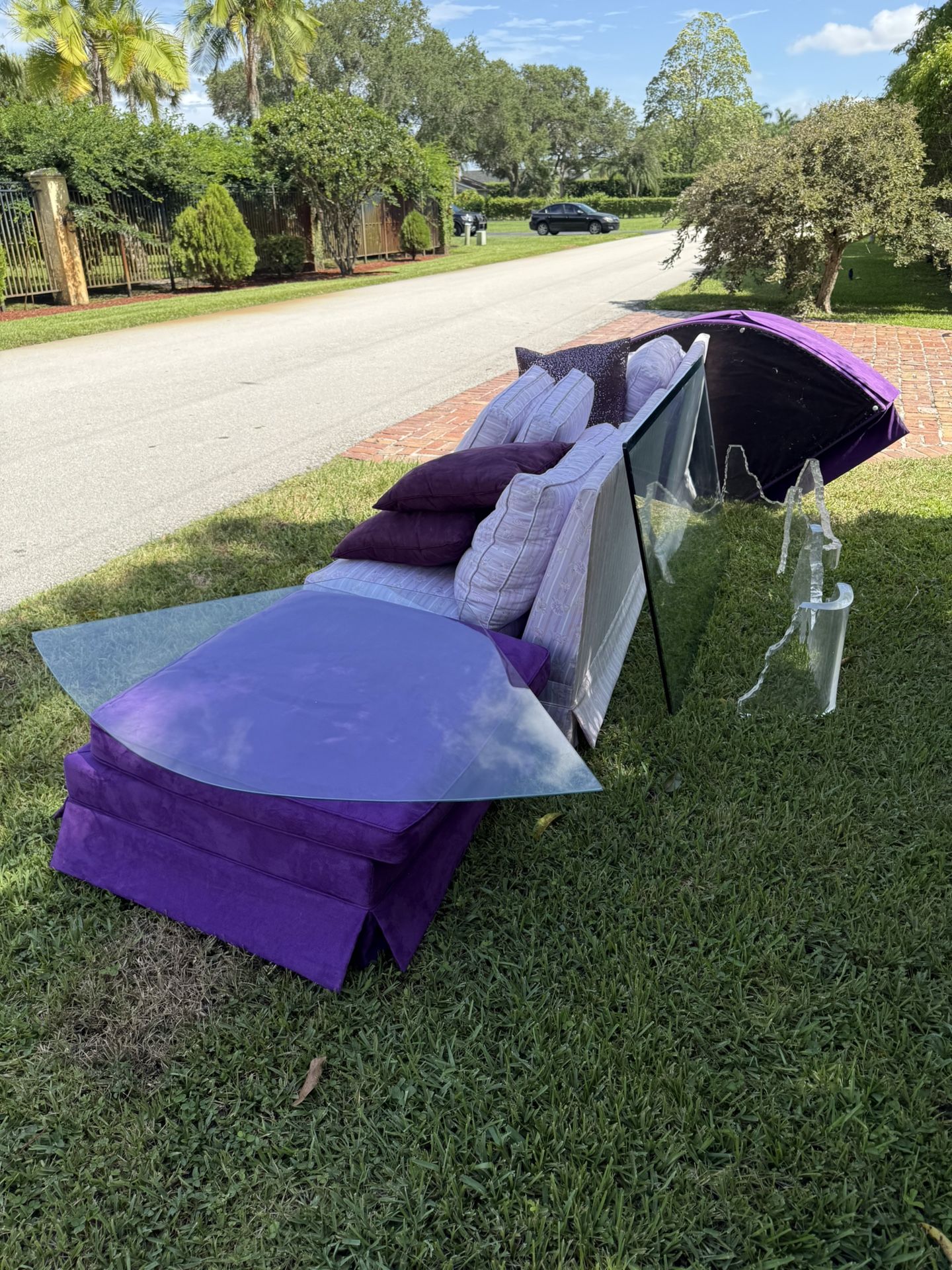 Free Purple Couch And Glass Table