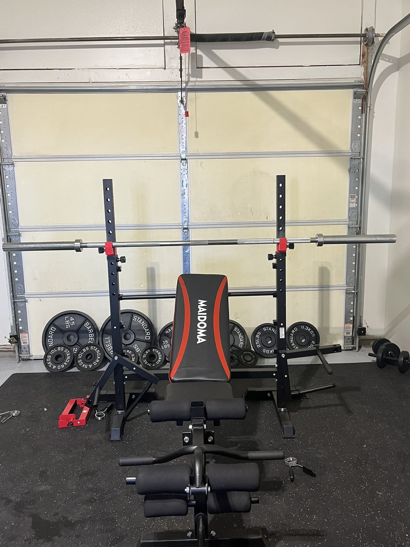 Weight Bench, Bar and Weights
