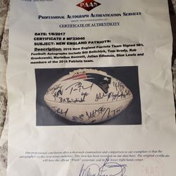 Patriots Signed 2016 Football With COA