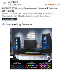 AMERLIFE 80" Fireplace TV Stand with Bookcases