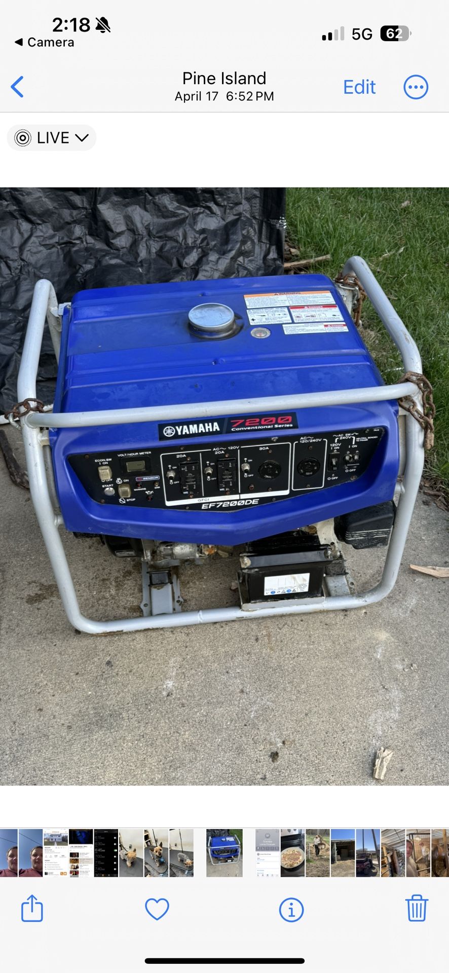 7200 Yomaha Generator