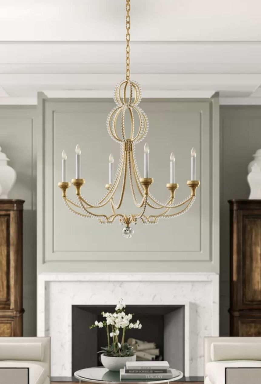 Niermann Weeks Milan Medium 29.25 Inch 6 Light Chandelier in Venetian Gold With Crystal