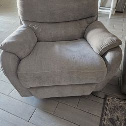 Gray Loveseat and Reclining Chair