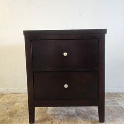 Contemporary Wood 2-Drawer Bedroom Nightstand Bedside Table Organizer Unit Cappuccino