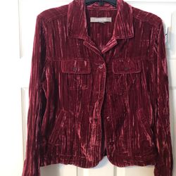 Croft & Barrow Crushed Red Velvet Button Up Jacket