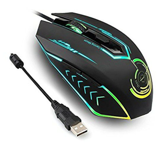 NEW! Gaming Mouse Up to 4800 DPI, Wired Ergonomic Game Computer Mice with 5 Buttons 7 Changeable