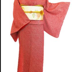 Kimono Red Shibori Hand Dye High Quality Women Japanese