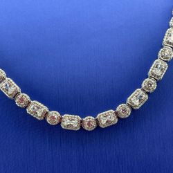 925 Sterling Silver CZ 20” Round Cluster Necklace 56.75g 6mm 205394