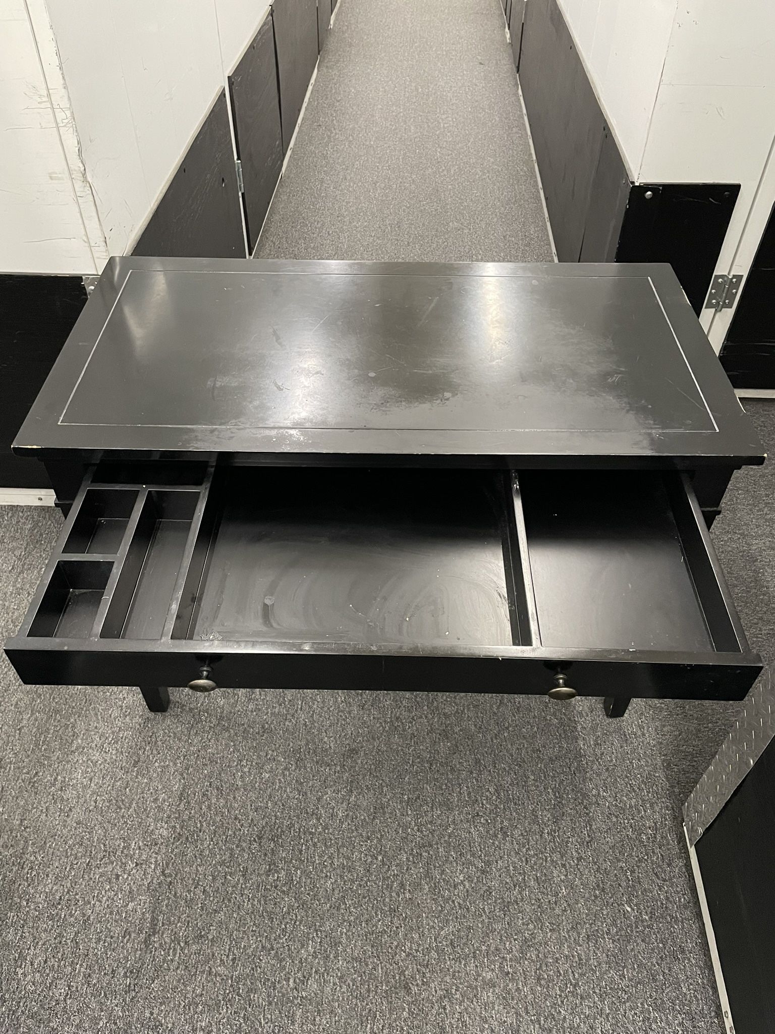 Black Console Table w/ Multi Compartment Drawer