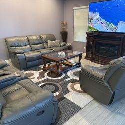 Modern Gray Reclining Sofa & Chair – Must See