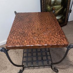 Cast Iron And Wood Carved  Table 