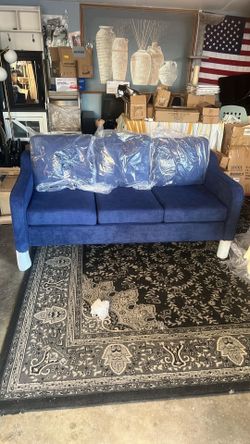 Modern Sofa Blue Velvet
