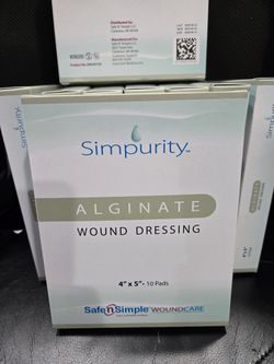 Simpurity Alginate Wound Dressing 4"x5" 10 Pads Per Box