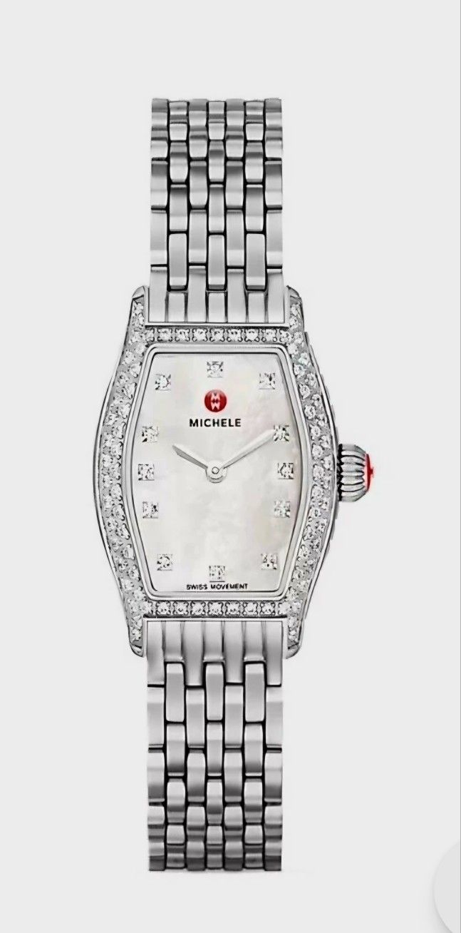 Michele Urban Coquette Pave Diamond Silver Ladies Watch 1.00 CT