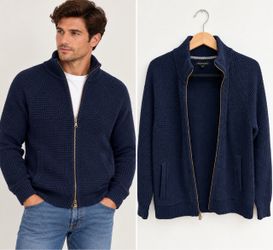 Banana Republic Men’s Large Navy Chunky Knit Zip Sweater