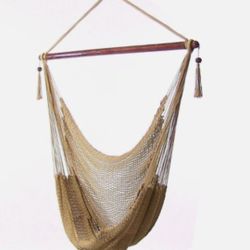 Outdoor Patio 1-Person Hanging Tan XL Hammock Chair