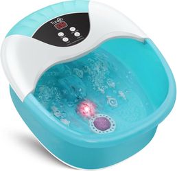 Foot Spa, Foot Bath Spa with Heat and Massage, Bubble, Infrared Light, Medicine Box, Temperature Control and Upgraded 14 Massage Rollers for Acupressu