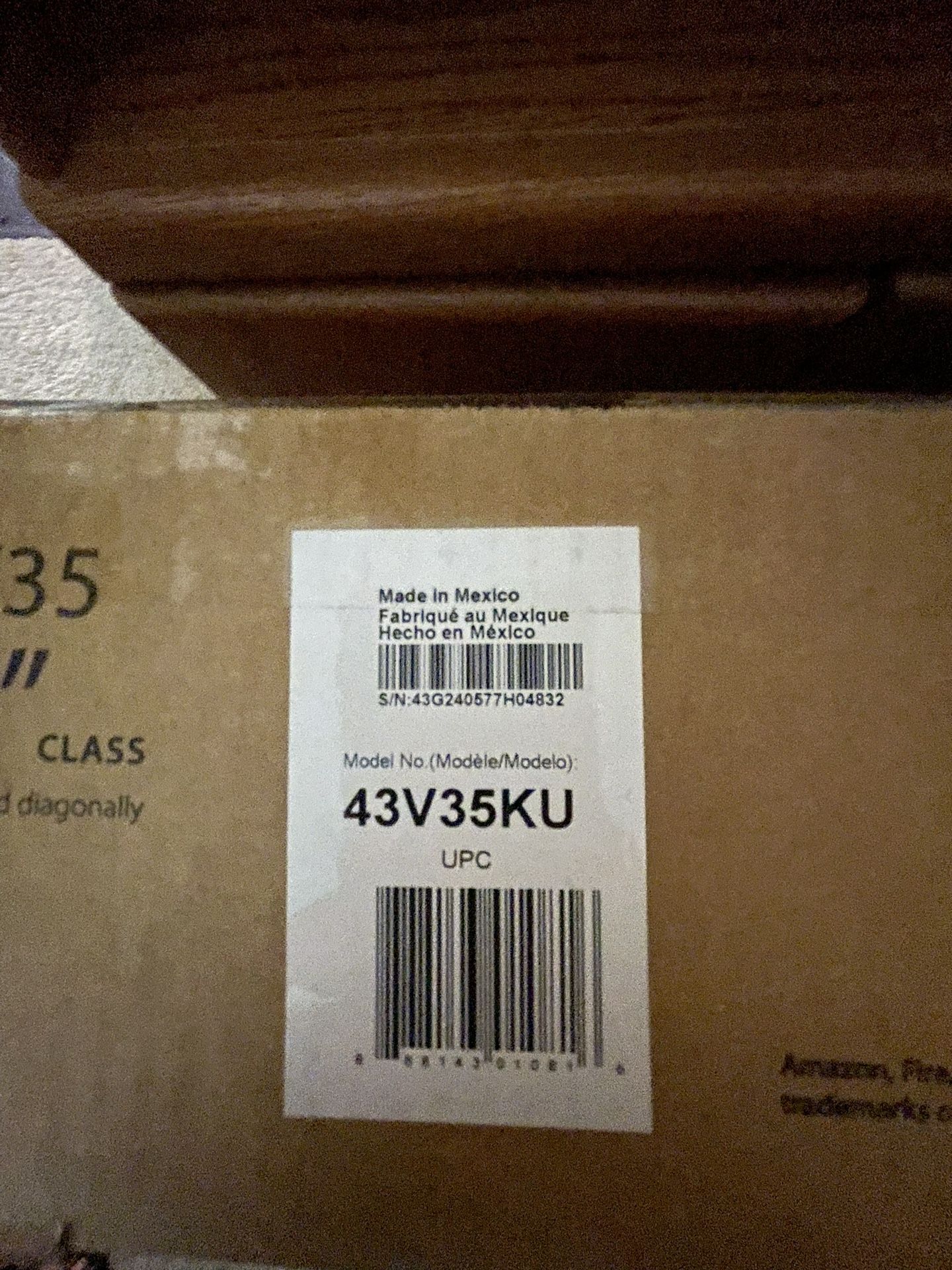 43 Inch Toshiba Fire TV Model 43V35KU