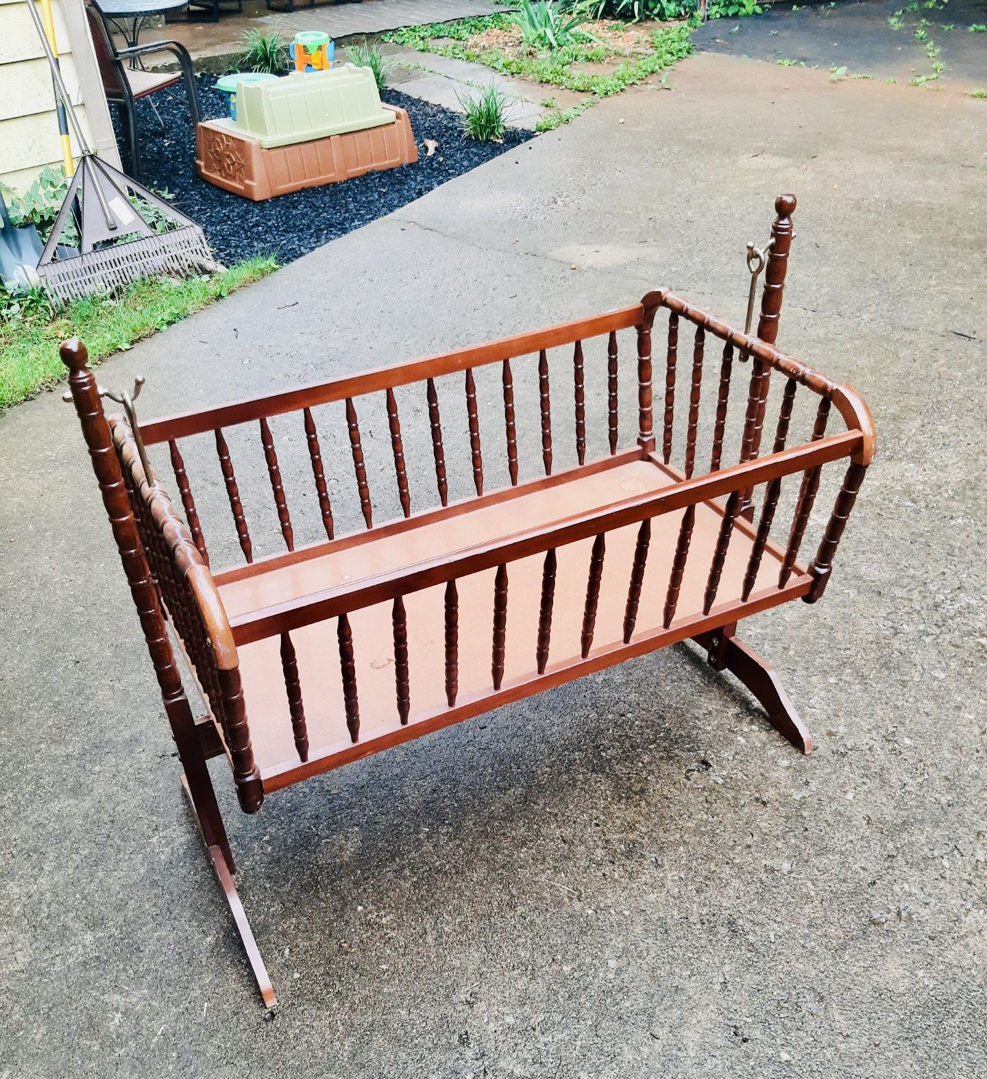 Vintage Wooden Baby Bassinet