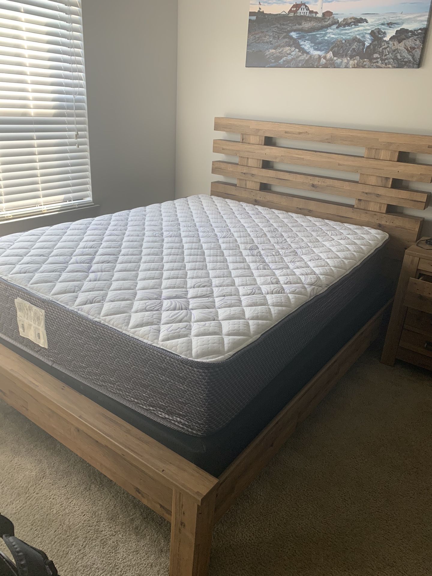 Bedroom set with queen mattress and box spring