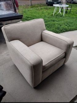 Beige Upholstered Accent Armchair