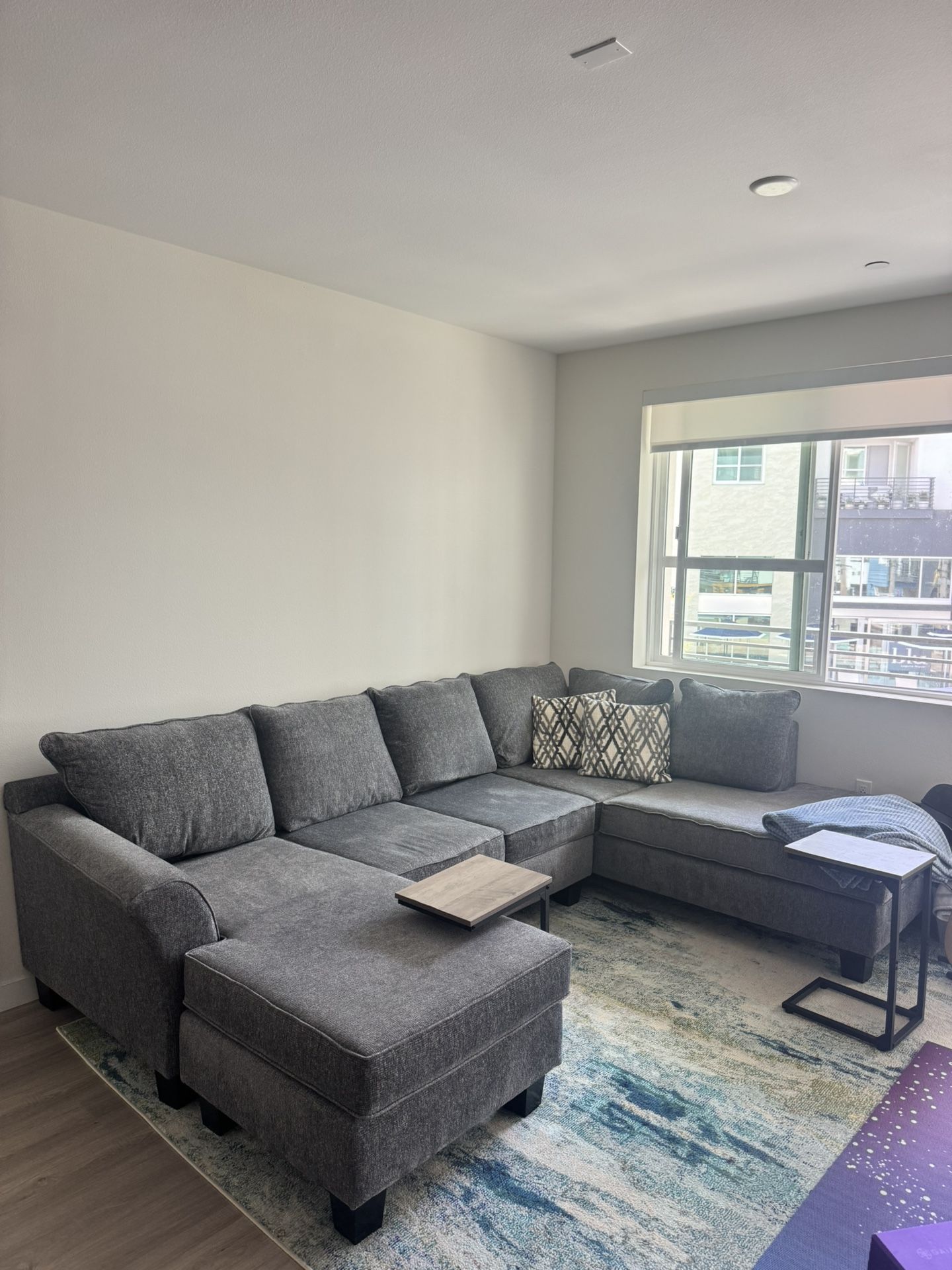 Couch with Pillows + Optional Rug – $400 ($450 with Rug)