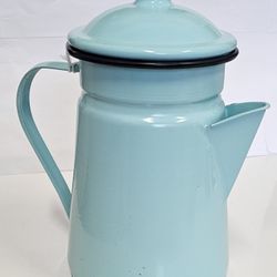 Baked Enamel Turquoise Tea Pot