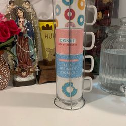 4 Piece Donut Mugs 