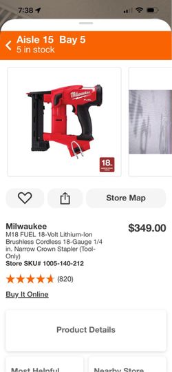 Milwaukee m18 fuel 18GA crown stapler new