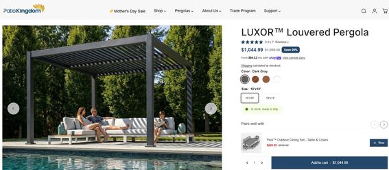 Patio kingdom 10 x 10 aluminum pergola Patio king 10 x 10 aluminum pergola
