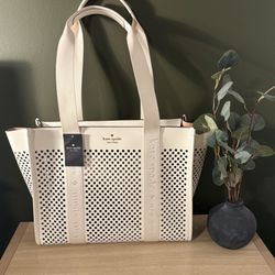 New With Tags Kate Spade Perforated Large Leather Kip Handbag