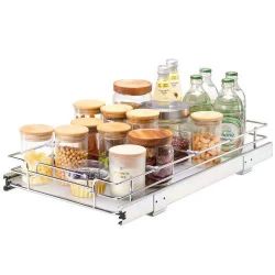 12.5"Wx21"Dx3.5"H Pull Out Cabinet Organizer, Heavy Duty Slide Out Pantry Shelves, Steel Roll Out Drawers, Sliding Drawer Storage for Home Under Sink,