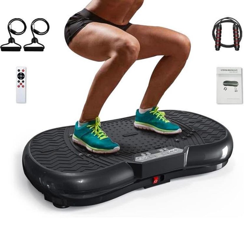 Bigzzia Vibration Plate Exercise Machine 10 Modes Whole Body Workout Vibration Fitness Platform w/ L
