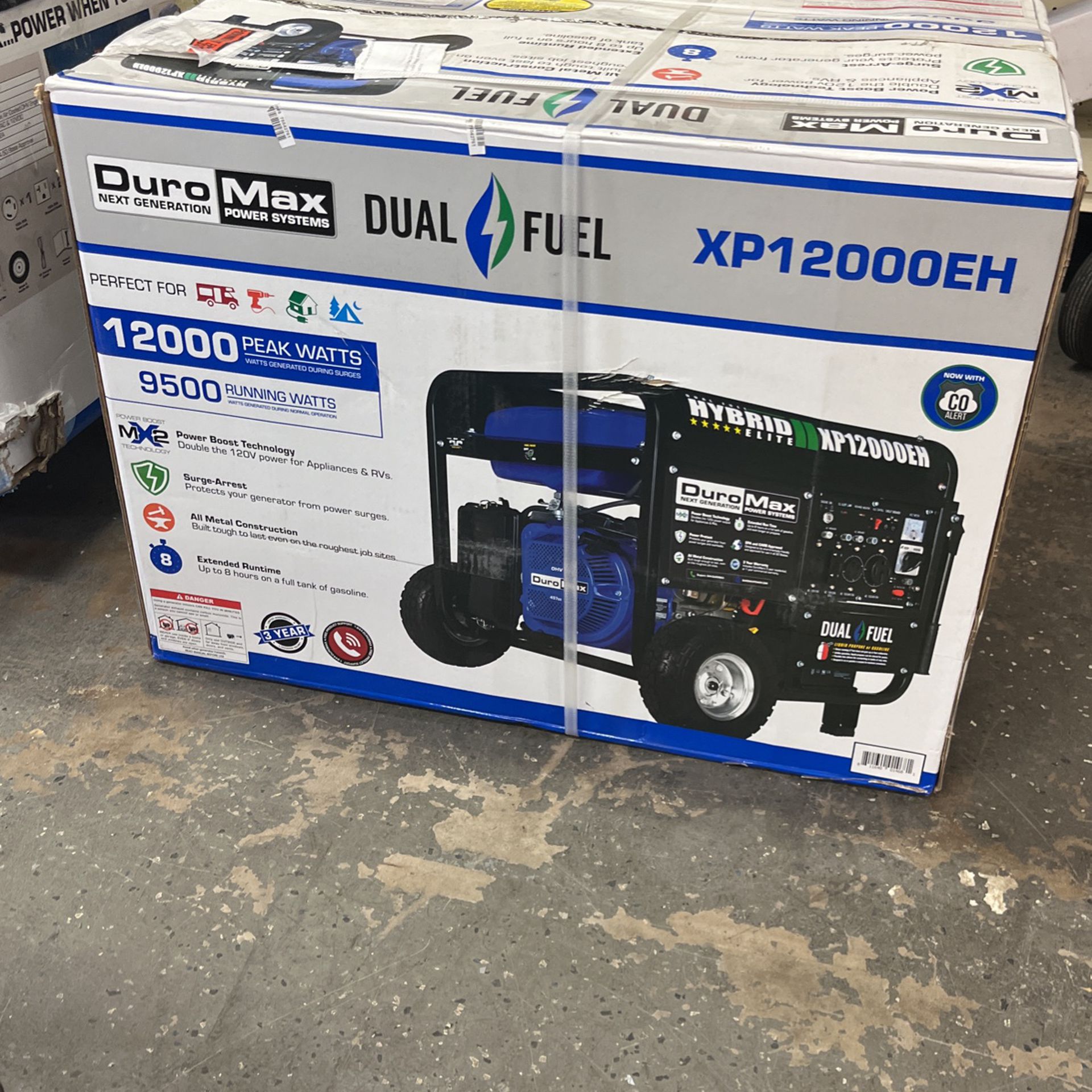 DuroMax XP12000EH 12,000-Watt/9,500-Watt 457cc Electric Start Dual Fuel Portable Generator