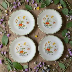 Vintage Corelle by Corning Spring Bouquet Wildflower Plates 8 1/2” Set of 4