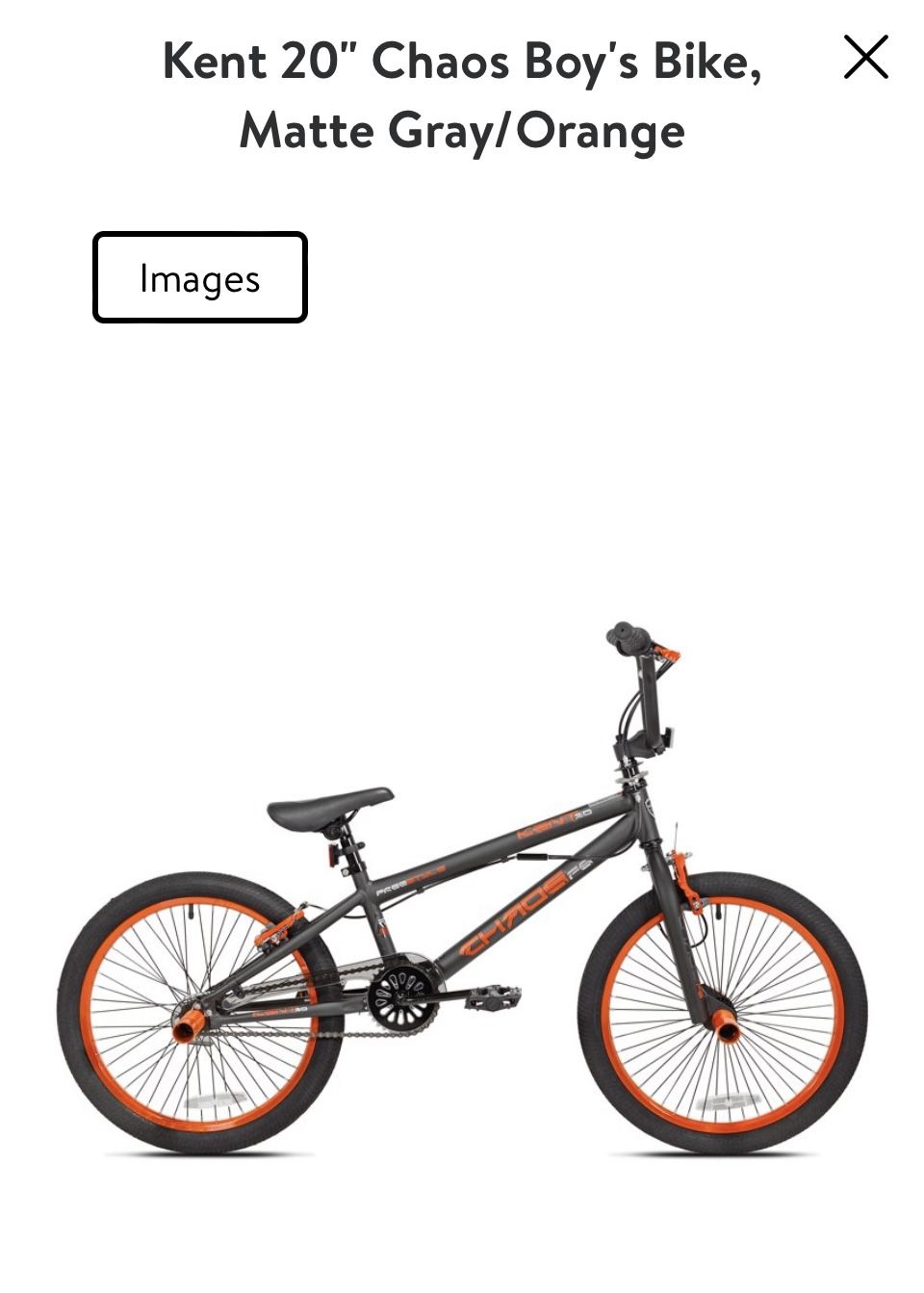Matte Gray Kent Chaos Bmx Kent Chaos Fs20 Kids Bmx Bike